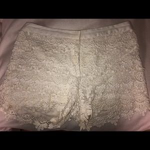 White lace detail shorts